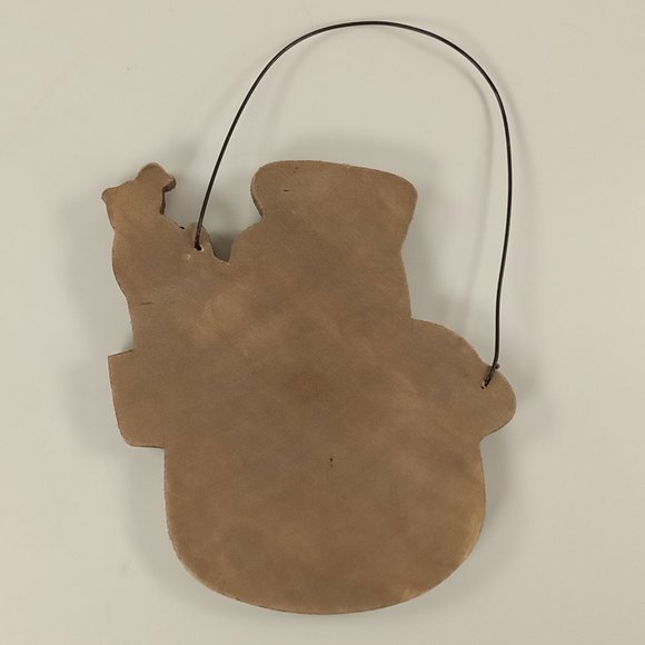 Snowman with Red Scarf & Bird Wooden Christmas Decoration 3.75" Hanging Ornament - Picture 2 of 3